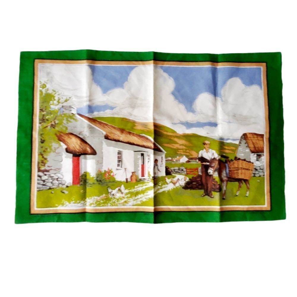Vtg Irish Farmhouse Tea Towel Lamont Linen Souvenir Cottagecore Grannycore Decor